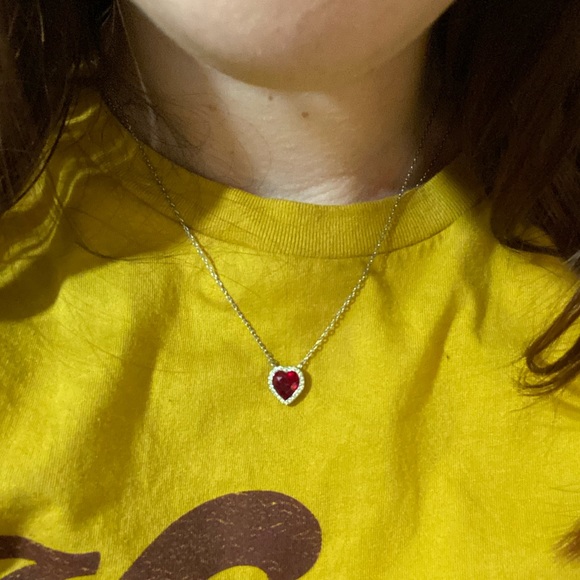 Swarovski July Ruby Birthstone Heart Necklace - Picture 4 of 4